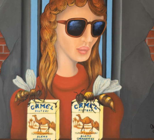 zwei Personen schauen sich an, Herbstblätter, Ölgemälde auf HDF Platte , Jochen Meyer, 47 x 37 cm, Kunst-Direkt.de, details der Struktur