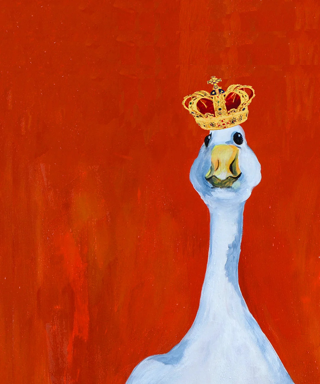 Detailaufnahme Hans von Gans – Plastischer Farbkontrast Weiß und Orange-Rot, vitale Pinselstriche, Christel Keller | Kunst-Direkt.de