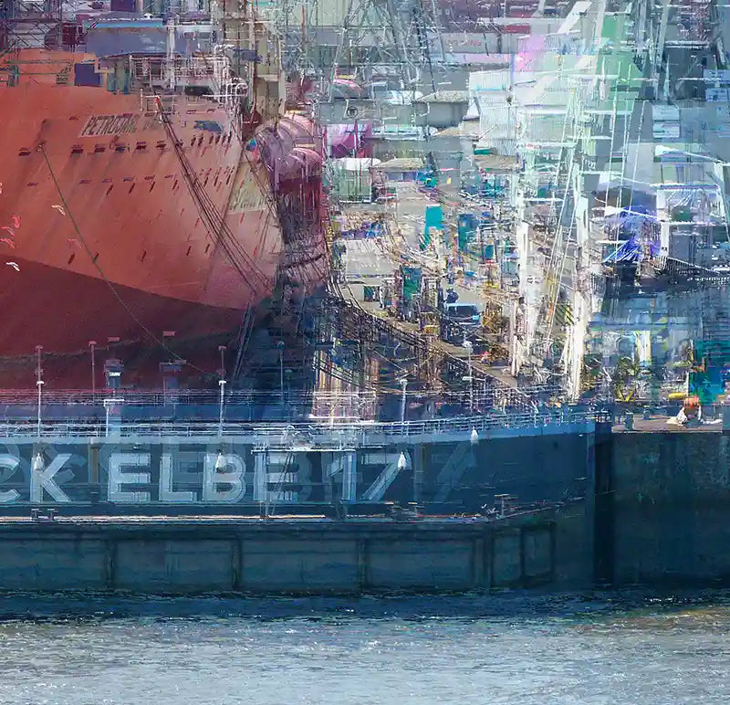 Red ship on dry dock