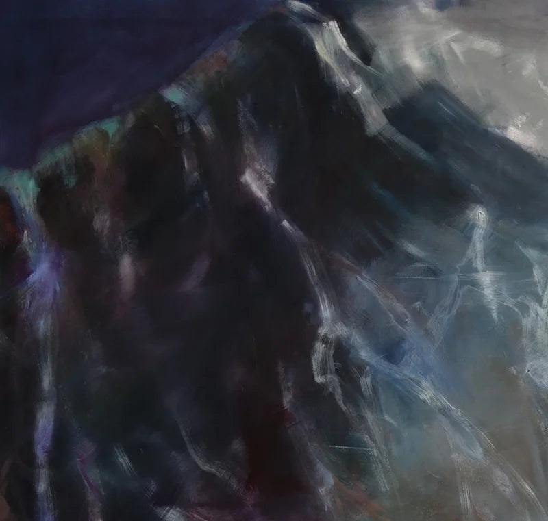 Das Gemälde eines Tauchganges mit einem Wal, es sind nur Details des Wals erkennbar, 160 x 160 cm, Marion Schmidtke, Kunst-Direkt.de Details der Lichtreflexe auf der Haut