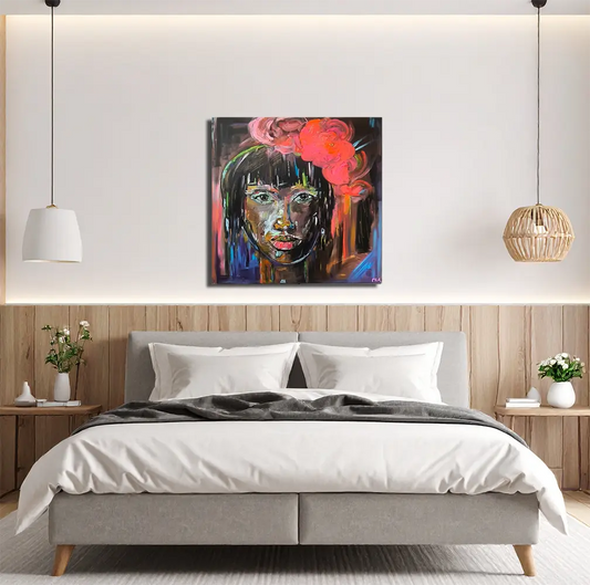 Black Beauty von Maren Lüke-Amato an der Wand – Expressionistisches Acrylgemälde, 100x100 cm, Acryl auf Leinwand | Kunst-Direkt.de