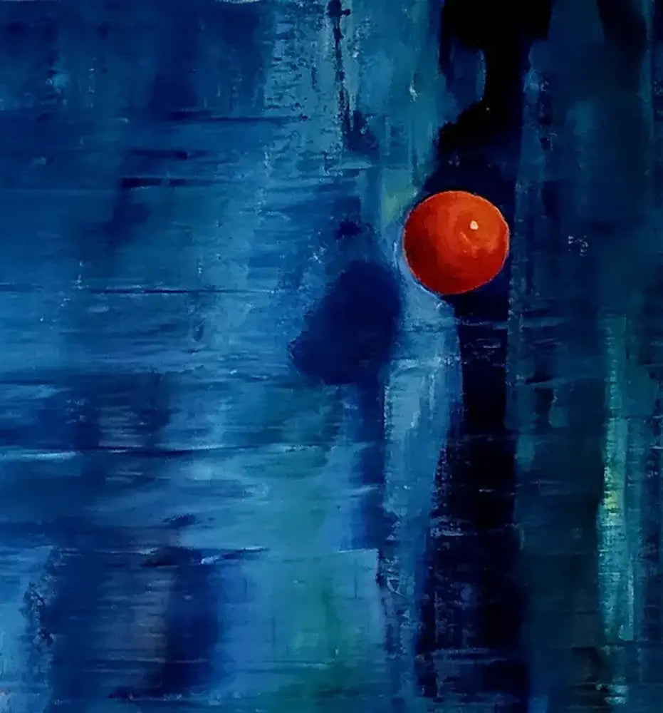 Detailaufnahme Der rote Planet – Kühle Lichtsäulen in Blau und Weiß, kosmischer Kontrast, Roger Ziereisen | Kunst-Direkt.de