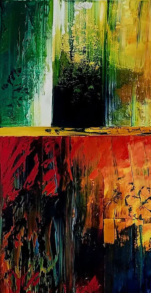 Detailaufnahme Le jardin – Eingearbeitete Farn-Strukturen, Abstraktion trifft Natur, Roger Ziereisen | Kunst-Direkt.de