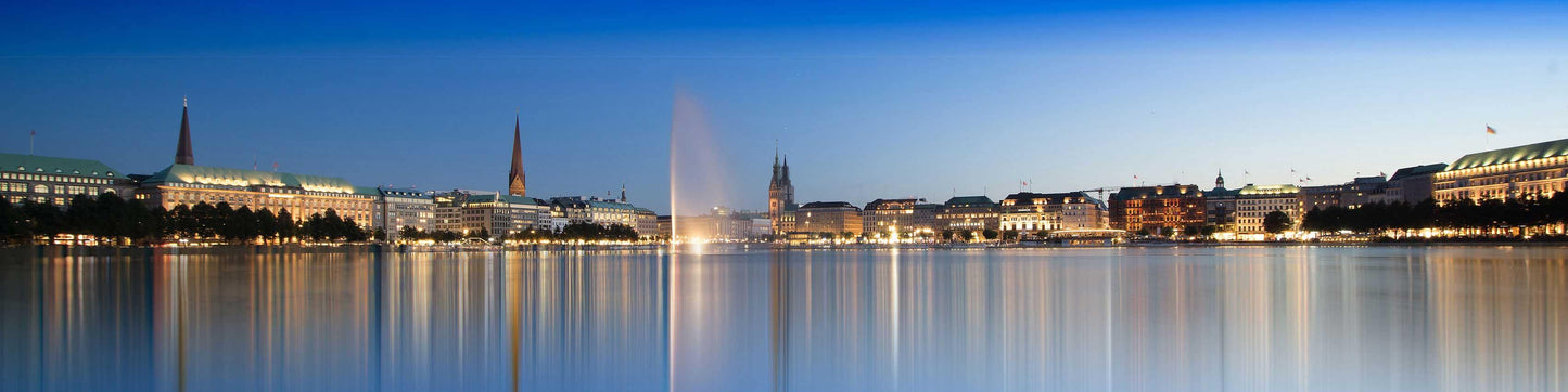 Panorama Foto Hamburg Binnenalster am Abend