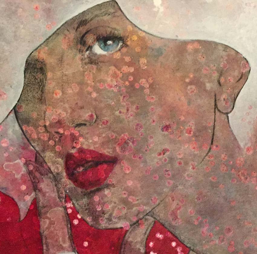 Doppelportrait von 2 Frauen mit handschuhen, detailansicht