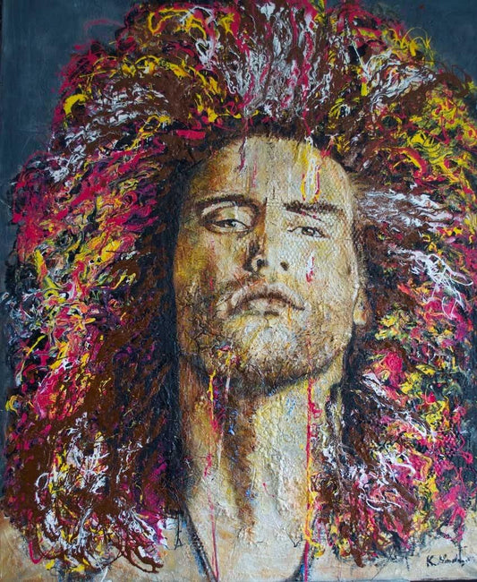 Person mit bunten Haaren, Kenai von Katja Nordmeyer  Dieses Kunstwerk ist ein hochwertige und limitierte Replik in Museumsqualität auf Alu-Dibond