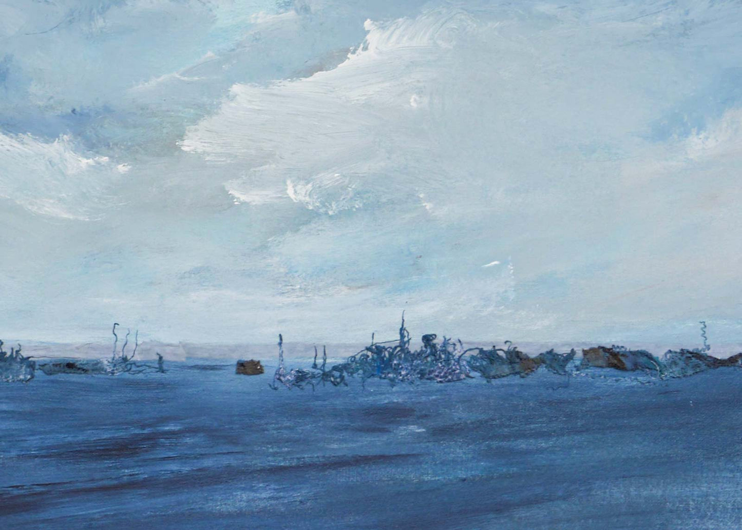 SKY-LINE No 143 - Abstrakte Landschaft, Acrylgemälde auf Leinwand, detailaufnahme