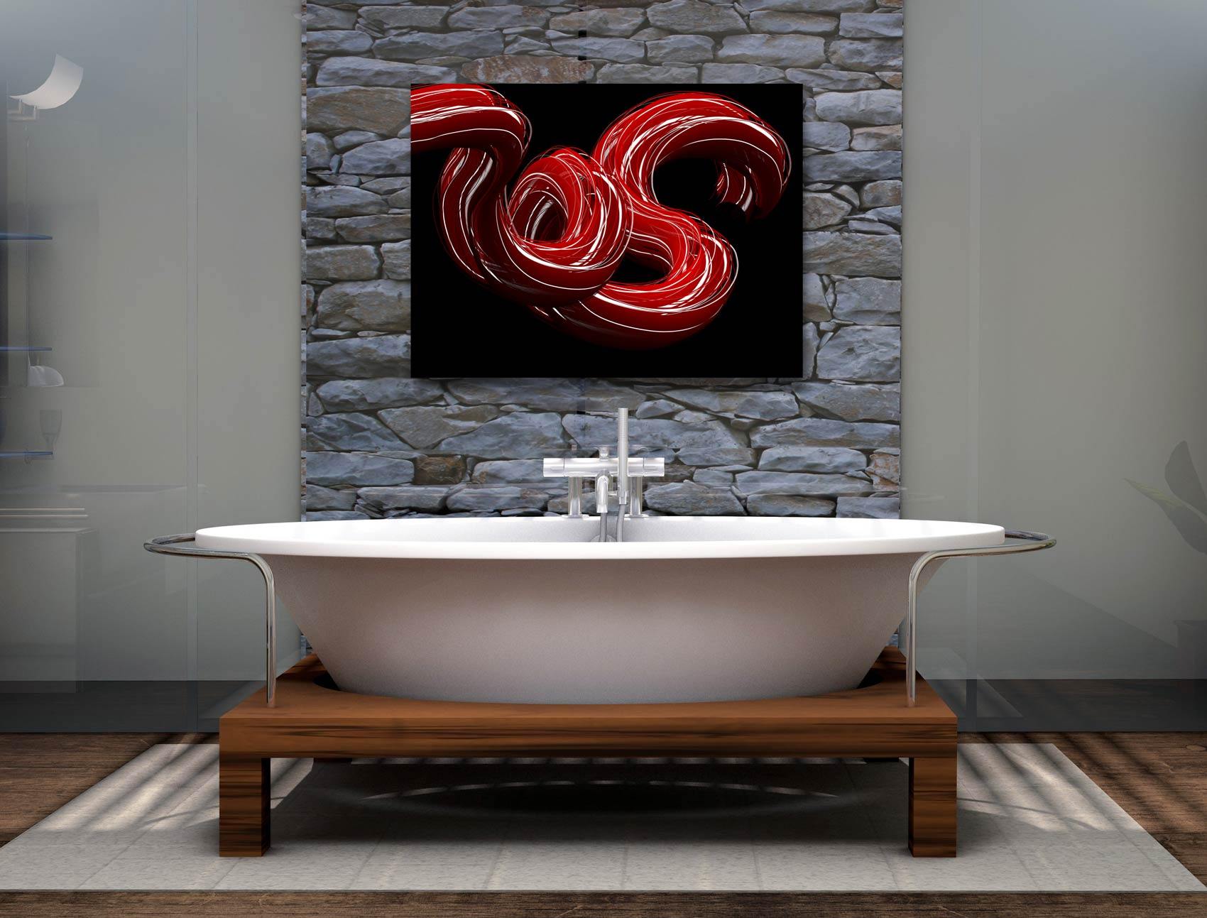 Wellenrot / weiß - Kunst-Direkt