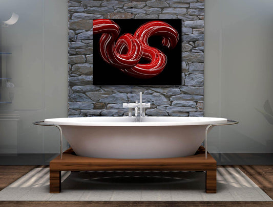 Wellenrot / weiß - Kunst-Direkt