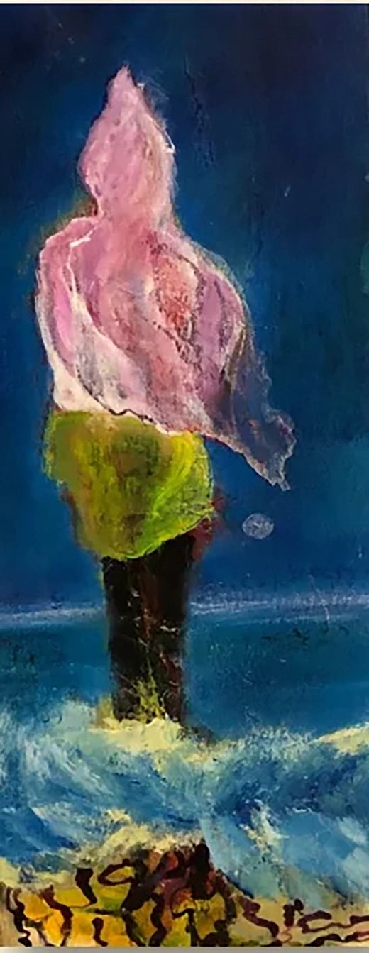 Ruhe nach dem Sturm - Abstrakte Landschaft - Ölgemälde auf Holz, 40 x 15cm, Annette Brasch, Kunst-Direkt.de, Newart.gallery.