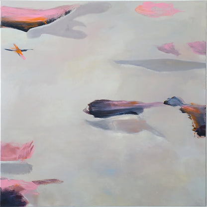 quadratisches Gemälde eines Strandes mit Steinen und Sand, abstrahiert, 100 x 100 cm, Marion Schmidtke, Kunst-Direkt.de