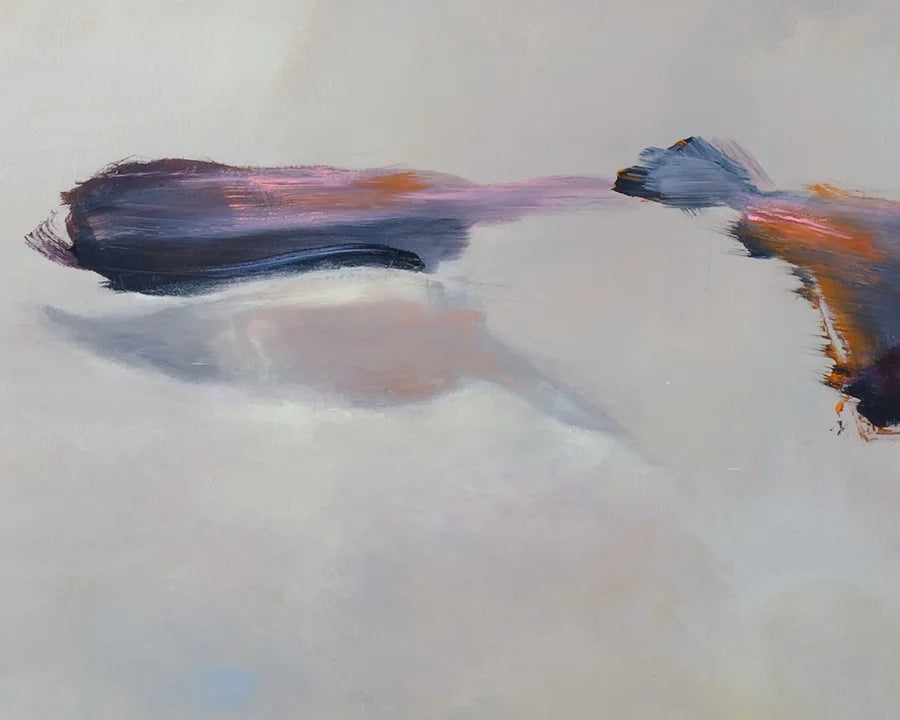 quadratisches Gemälde eines Strandes mit Steinen und Sand, detail sand, abstrahiert, 100 x 100 cm, Marion Schmidtke, Kunst-Direkt.de