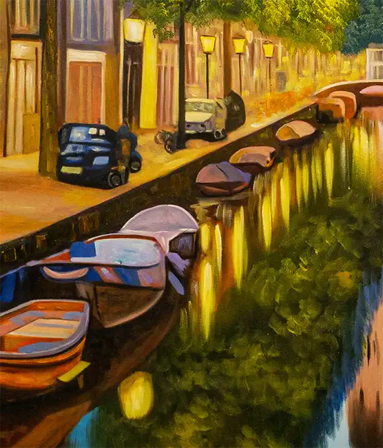 Amsterdam - Stadtansicht - ölgemälde auf Leinwand, hochformat, details 2