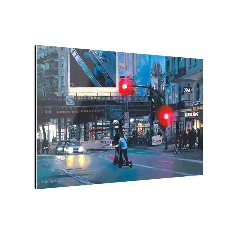 Fineart Print eines Ölgemäldes von Ulla Kutter, Staßenszene Hamburg, verschiede Ausführungen, Kunst-Direkt.de