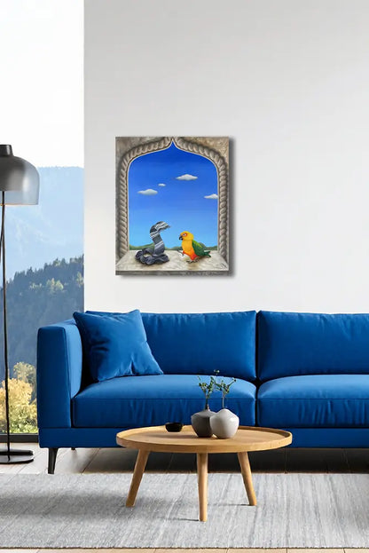 Es ist nicht nur ein Schal von Julia Eckler an der Wand – Surrealistisches Ölgemälde, 50x60 cm, Öl auf Leinwand | Kunst-Direkt.de
