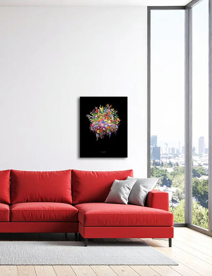 Frösche von Gero Paul an der Wand – Botanischer Fineart Print, 70x90 cm, Alu-Dibond, biologisches Kaleidoskop | Kunst-Direkt.de
