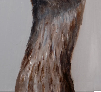 Detailaufnahme Gustav – Dunkles glänzendes Auge voller Leben, feine Federtexturen, akademische Präzision, Christel Keller | Kunst-Direkt.de
