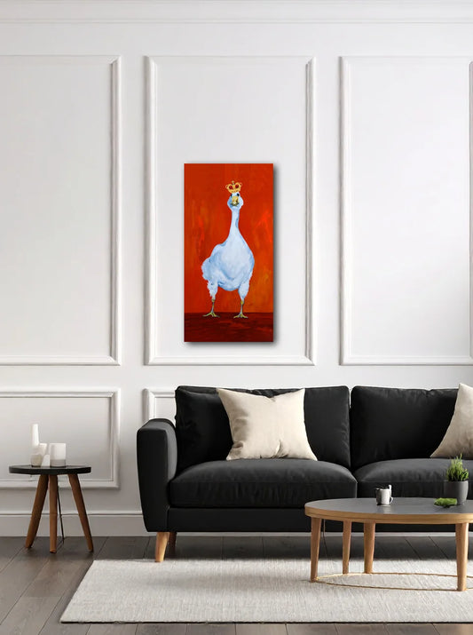 Hans von Gans von Christel Keller an der Wand – Fineart Print auf Leinwand, 4cm Galerie-Keilrahmen, royales Tierporträt | Kunst-Direkt.de

