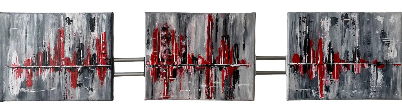 Inspiration von Gerd Pfanstiel, Triptychon, Acryl auf Leinwand, abstrakt, grau schwarz, Kunst-Direkt.de