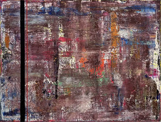 Das Kunstwerk Jami, abstrakt in dunklen rottönen gehalten, querformat