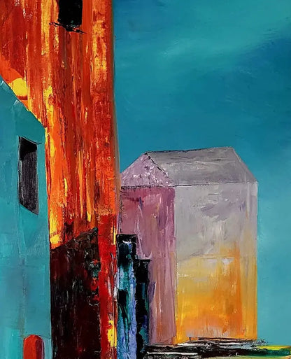 Detailaufnahme Licht des Nordens – Pastose Farbschichten, atmosphärische Grenzsituation, Roger Ziereisen | Kunst-Direkt.de
