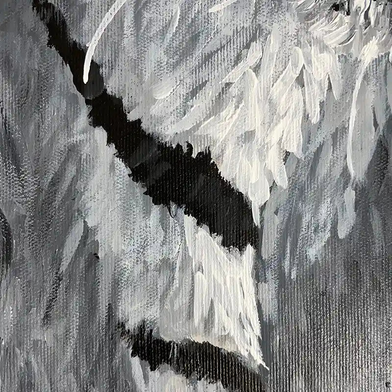 Acrylgemälde eines Tigers vor farbigem Hintergrund, Quadratisch, Detail Fell