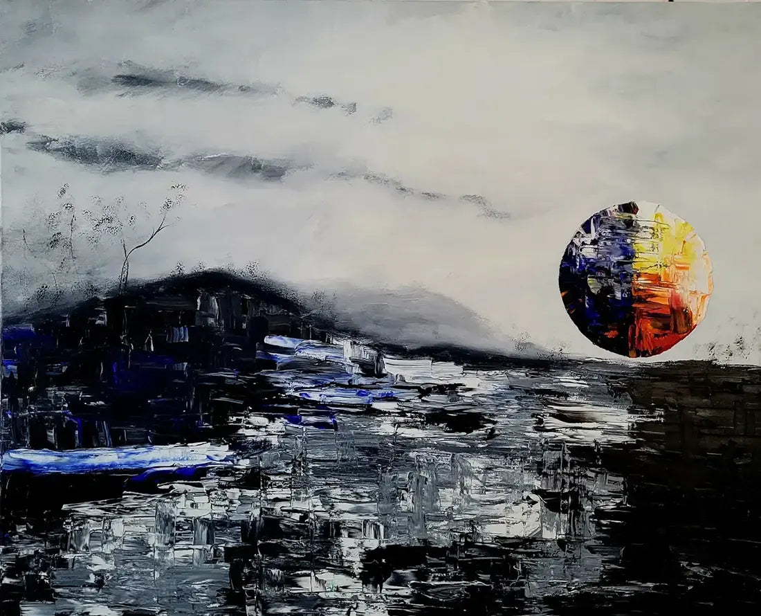 Mondphasen II von Roger Ziereisen Abstraktes Ölgemälde, 80x100 cm, Öl auf Leinwand | Kunst-Direkt.de