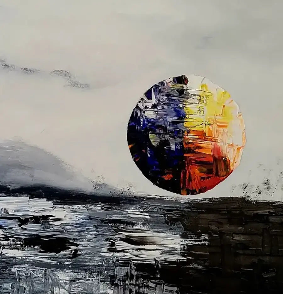 Mondphasen II von Roger Ziereisen Detail 1 Abstraktes Ölgemälde, 80x100 cm, Öl auf Leinwand | Kunst-Direkt.de