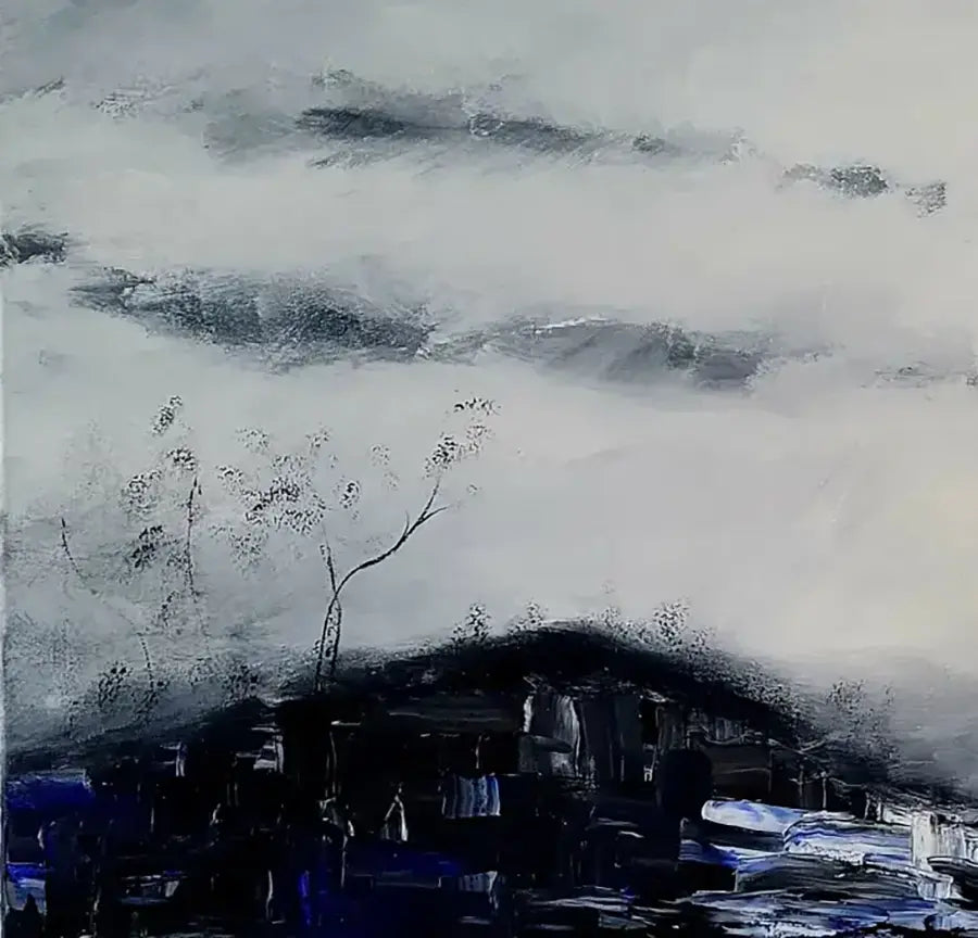 Mondphasen II von Roger Ziereisen, Detail 2 – Abstraktes Ölgemälde, 80x100 cm, Öl auf Leinwand | Kunst-Direkt.de