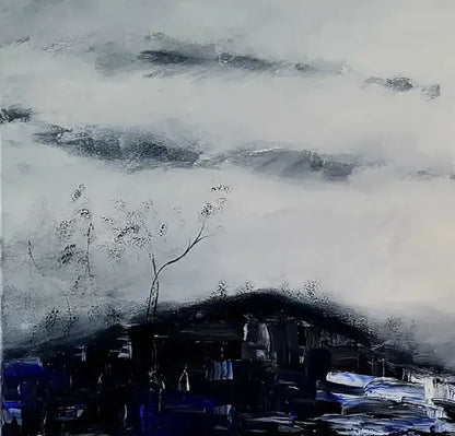 Mondphasen II von Roger Ziereisen, Detail 2 – Abstraktes Ölgemälde, 80x100 cm, Öl auf Leinwand | Kunst-Direkt.de