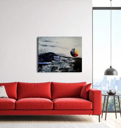 Mondphasen II von Roger Ziereisen an der Wand – Abstraktes Ölgemälde, 80x100 cm, Öl auf Leinwand | Kunst-Direkt.de