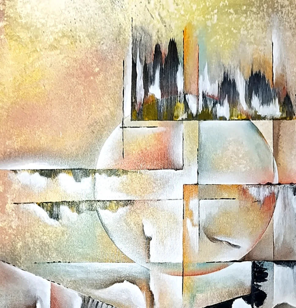 Detailansicht Lothar Bergmann Ohne Titel – Reliefartige Spachtelstruktur, Tupftechnik, Sprüheffekte und Pigmentpulver, Detailansicht, Kunst-Direkt.de / Newart.gallery