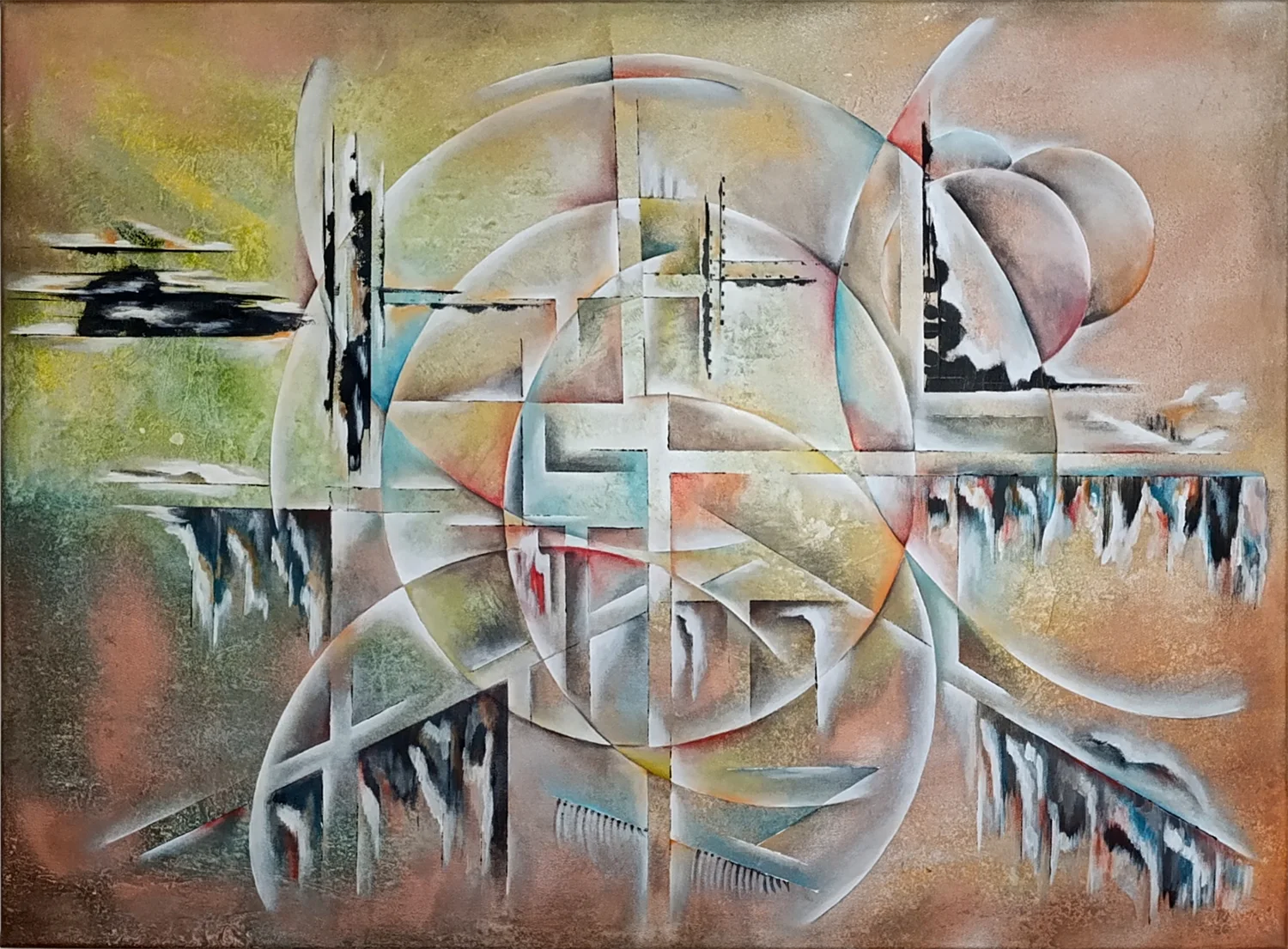 Original Acrylgemälde Ohne Titel von Lothar Bergmann – Großformatige abstrakte Kunst im Querformat 110x80 cm, Kunst-Direkt.de / Newart.gallery