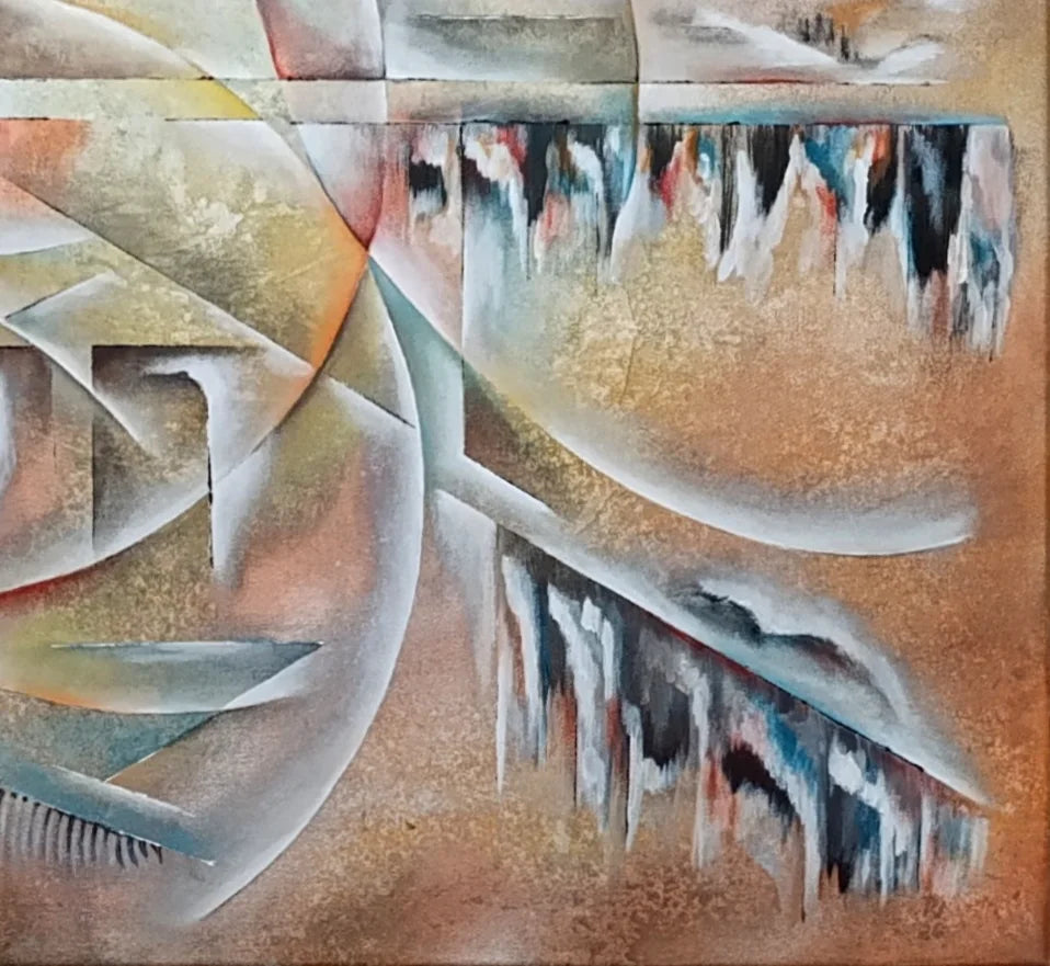 Original Acrylgemälde Ohne Titel von Lothar Bergmann – Großformatige abstrakte Kunst im Querformat 110x80 cm, Detailansicht, Kunst-Direkt.de / Newart.gallery