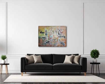 Original Acrylgemälde Ohne Titel von Lothar Bergmann – Großformatige abstrakte Kunst im Querformat 110x80 cm, an wand hängend, Kunst-Direkt.de / Newart.gallery