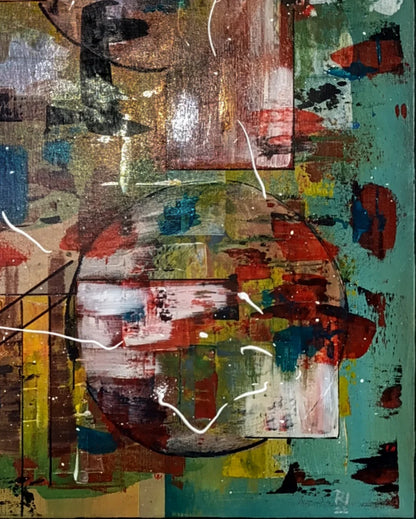 Detailansicht Lothar Bergmann Ohne Titel – Vielschichtige Spachteltechnik, Pigmentpulver, Lasurschichten und geschwungene Linien, Kunst-Direkt.de / Newart.gallery