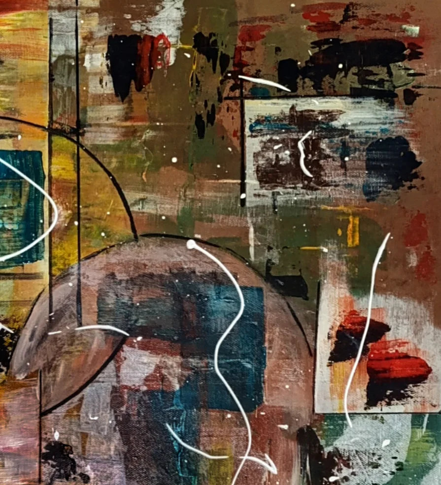 Detailansicht Lothar Bergmann Ohne Titel – Vielschichtige Spachteltechnik, Pigmentpulver, Lasurschichten und geschwungene Linien, Kunst-Direkt.de / Newart.gallery
