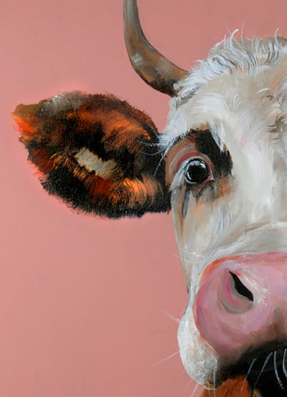Detailaufnahme Rosamunde – Neugieriger Blick mit stoischer Gelassenheit, atmosphärischer Hintergrund, Christel Keller | Kunst-Direkt.de

