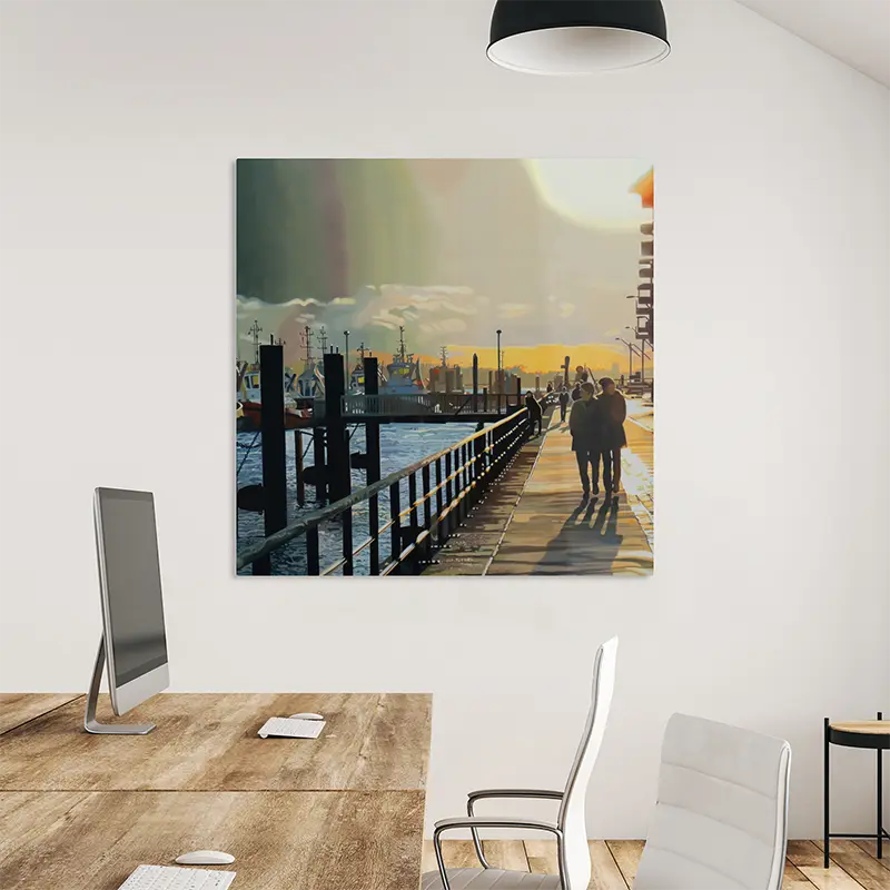 Fineart Print eines Ölgemäldes von Ulla Kutter, ein Paar in Hamburg an der Elbe, verschiede Ausführungen, Kunst-Direkt.de, an wand hängend