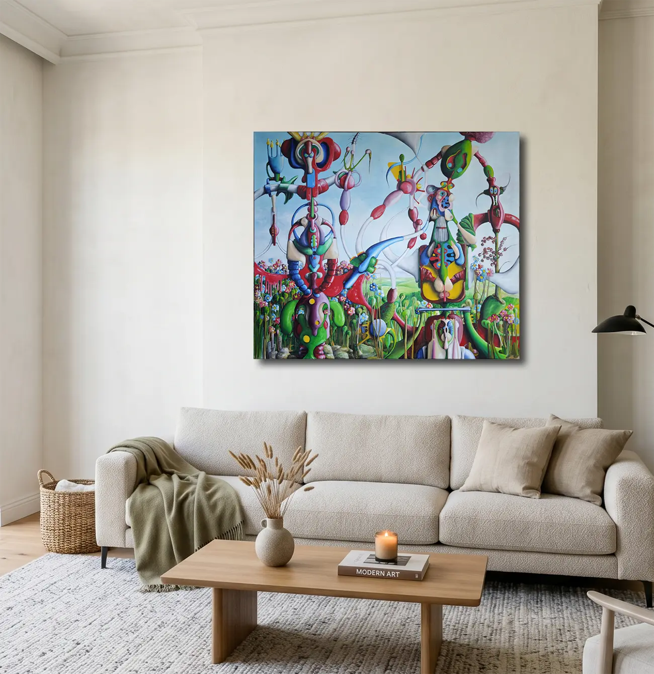 Surreale Landschaft von Dieter Roth an der Wand – Original-Ölgemälde, 120x140 cm, fantastischer Realismus, signiertes Unikat | Kunst-Direkt.de
