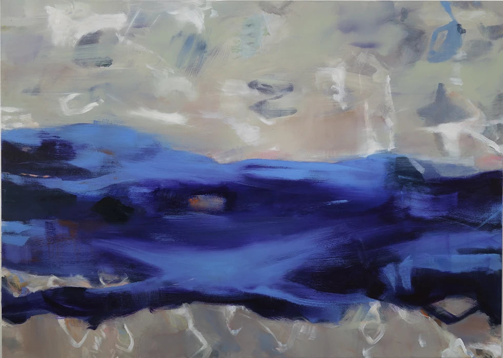 Acrylgemälde auf Leinwand, eine abstrakte welle spült über den Sand, 120 x 160 cm, Marion Schmidtke, Kunst-Direkt.de