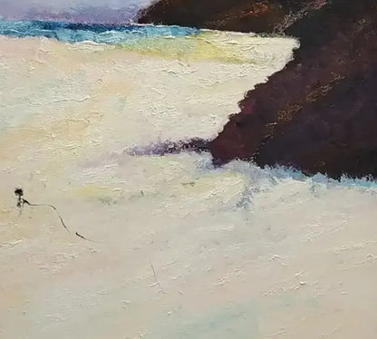 Detailaufnahme Tide – Einsames Boot im Watt, sanfte Farbpalette, realistischer Stil, Roger Ziereisen | Kunst-Direkt.de
