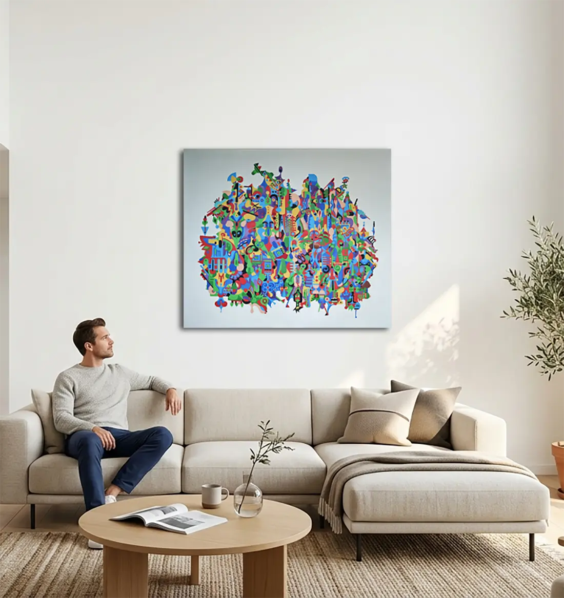 Vielleicht Australien von Dieter Roth an der Wand – Original-Ölgemälde, 120x140 cm, monumentales Großformat, signiertes Unikat | Kunst-Direkt.de
