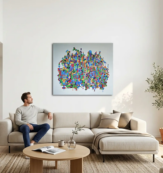 Vielleicht Australien von Dieter Roth an der Wand – Original-Ölgemälde, 120x140 cm, monumentales Großformat, signiertes Unikat | Kunst-Direkt.de
