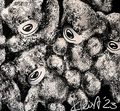 Detailaufnahme Wir sind viele – Rhythmische Schnauzen und Nasen der Teddybären, grafische Struktur, Ute Kleist | Kunst-Direkt.de

