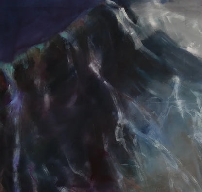 Das Gemälde eines  Tauchganges mit einem Wal, es sind nur Details des Wals erkennbar, 160 x 160 cm, Marion Schmidtke, Kunst-Direkt.de Details der Lichtreflexe auf der Haut