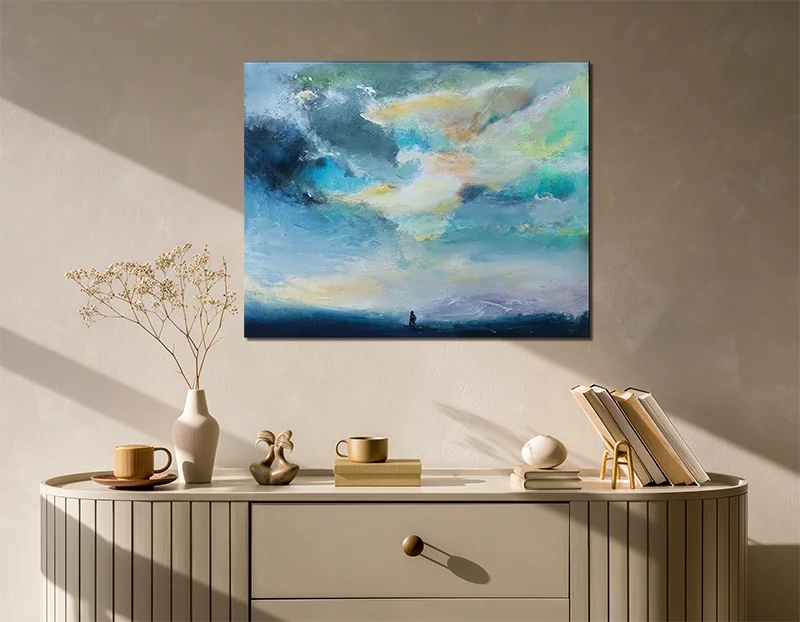 Wolke 1 - Landschaftsgemälde - ölgemälde auf Leinwand, an heller wand hängend