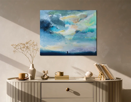 Wolke 1 - Landschaftsgemälde - ölgemälde auf Leinwand, an heller wand hängend