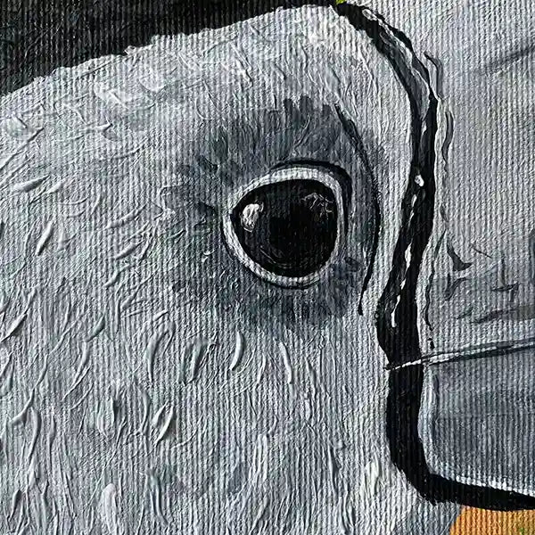 Acrylgemälde eine Tukans, Realistisch und farbenfroh, Detailansicht augen des Tukans