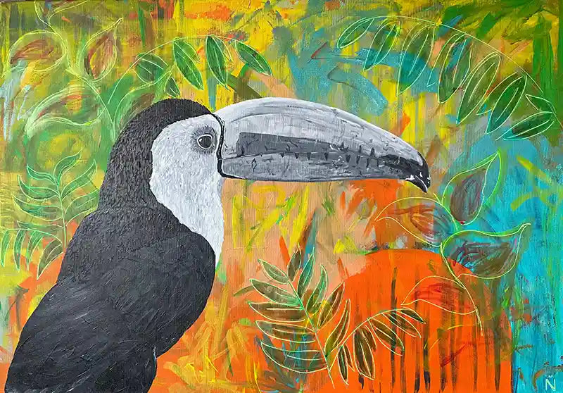 Acrylgemälde eine Tukans, Realistisch und farbenfroh